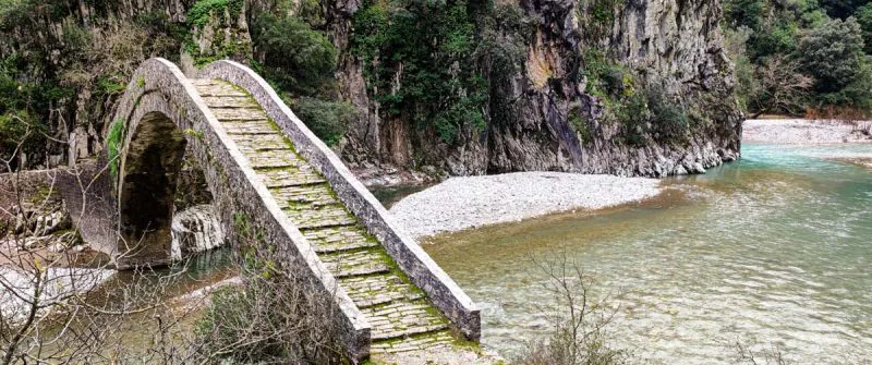 The stone bridge of Artotiva in Etoloakarnania.