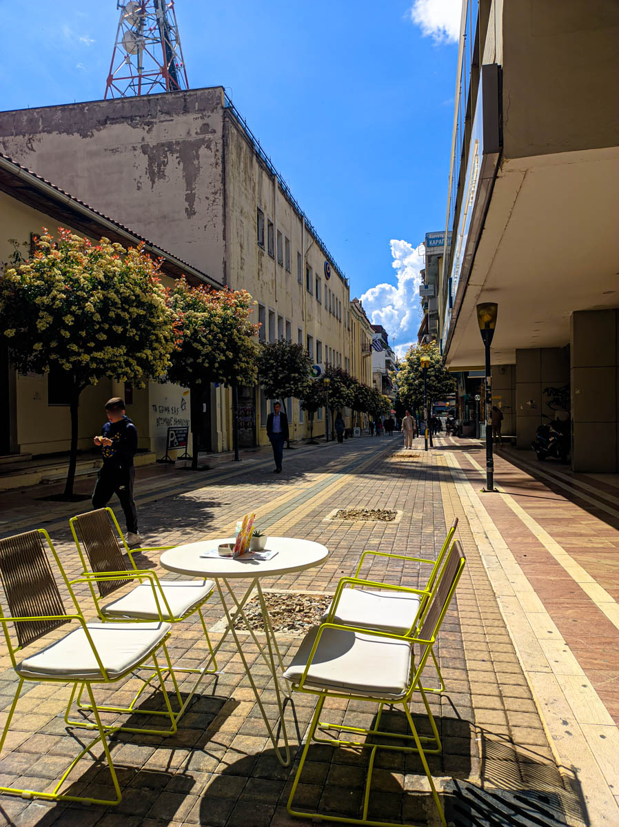 Part of the new pedestrian street in Agrinio, Greece